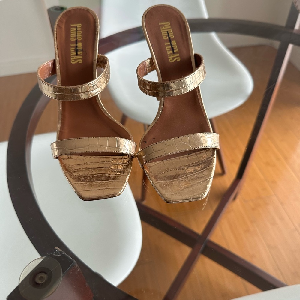 Paris Texas Women's Gold Heeled Sandals size 7